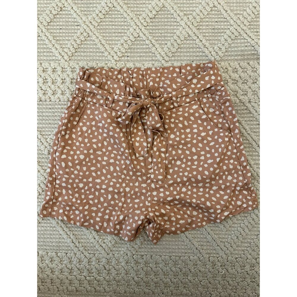 Thread & Supply Women's High-Waist Clay Polka Dot Shorts With Belt — Size L